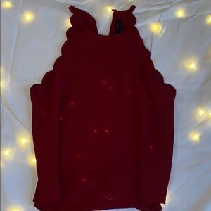 Maroon scalloped tank top